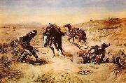 Charles M Russell When Horse Flesh Comes High USA oil painting reproduction